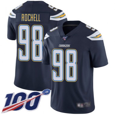Los Angeles Chargers NFL Football Isaac Rochell Navy Blue Jersey Youth Limited #98 Home 100th Season Vapor Untouchable->los angeles chargers->NFL Jersey